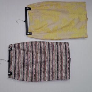 The Limited Sz 2 Women Bundle of 2 Pencil Skirts Cotton Linen Blend Yellow Pink
